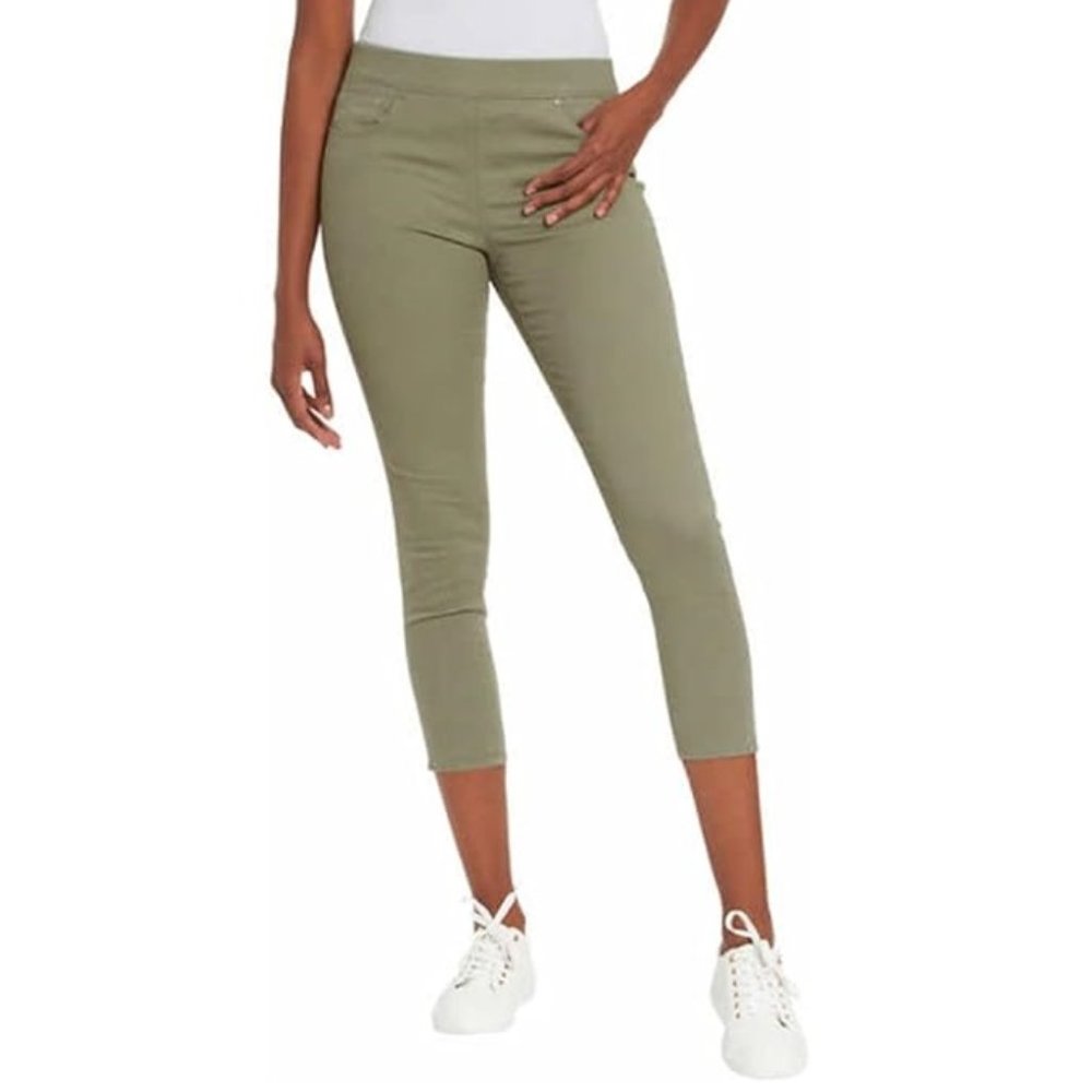 NWT Gloria Vanderbilt Pull On Crop Mid-Rise Pants Green Size 12 $60 5C014
